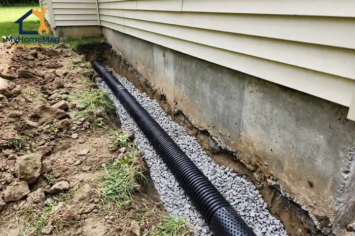 Drainage around house foundation after fixing foundation cracks from the outside