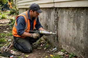 Fixing foundation cracks from the outside — sealing a crack on an exterior foundation wall