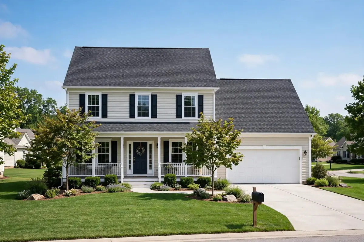 American house exterior with a new roof