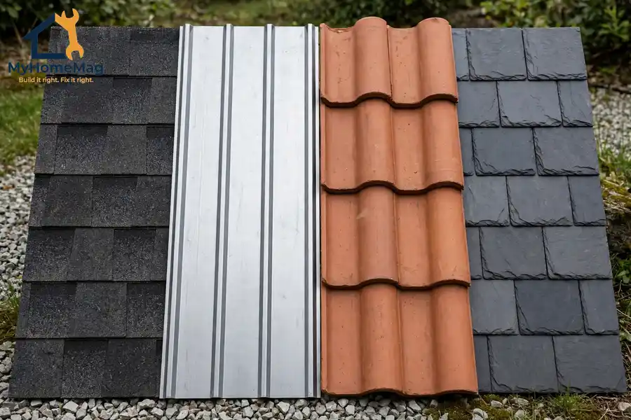 Roof replacement cost materials comparison for asphalt metal tile and slate