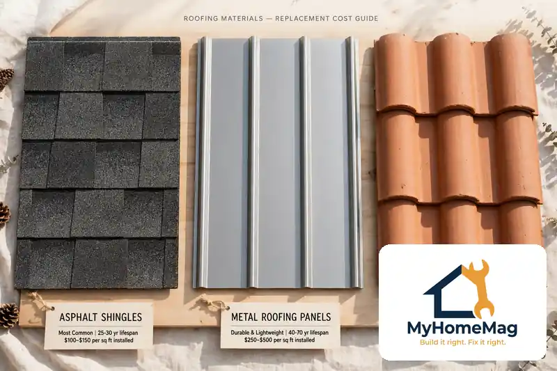 Roof Replacement Cost: Materials, Warning Signs, and What to Ask a Roofer 1 Roof replacement cost materials guide comparing asphalt shingles, metal, and tile roofing
